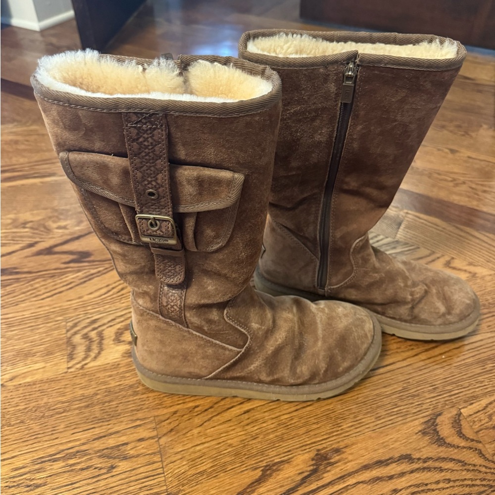 UGG Brown Suede Fur-Lined Boots